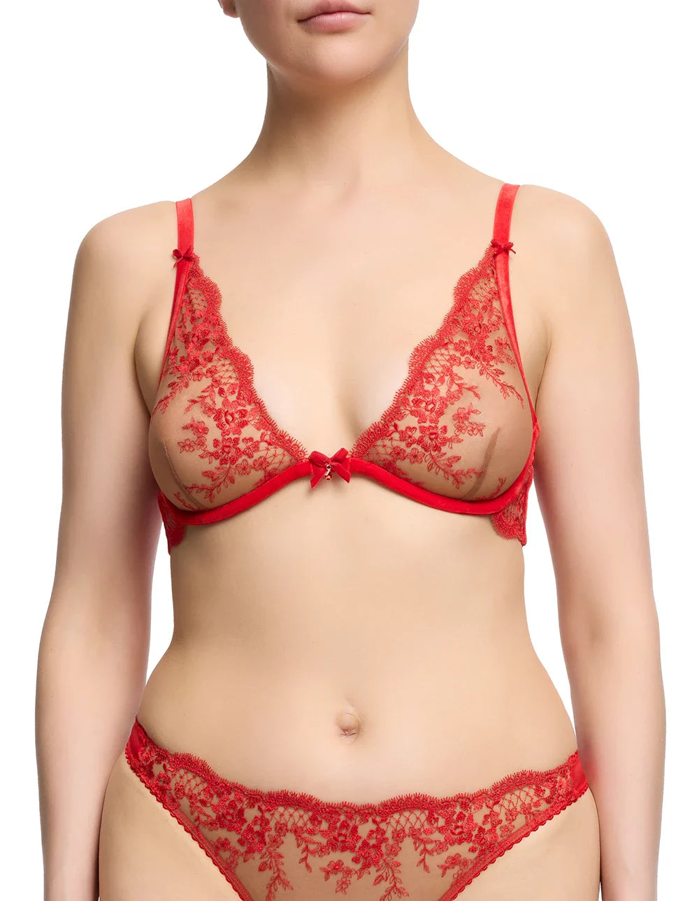 Dita Von Teese Lavinia Flame Plunge Bra Red