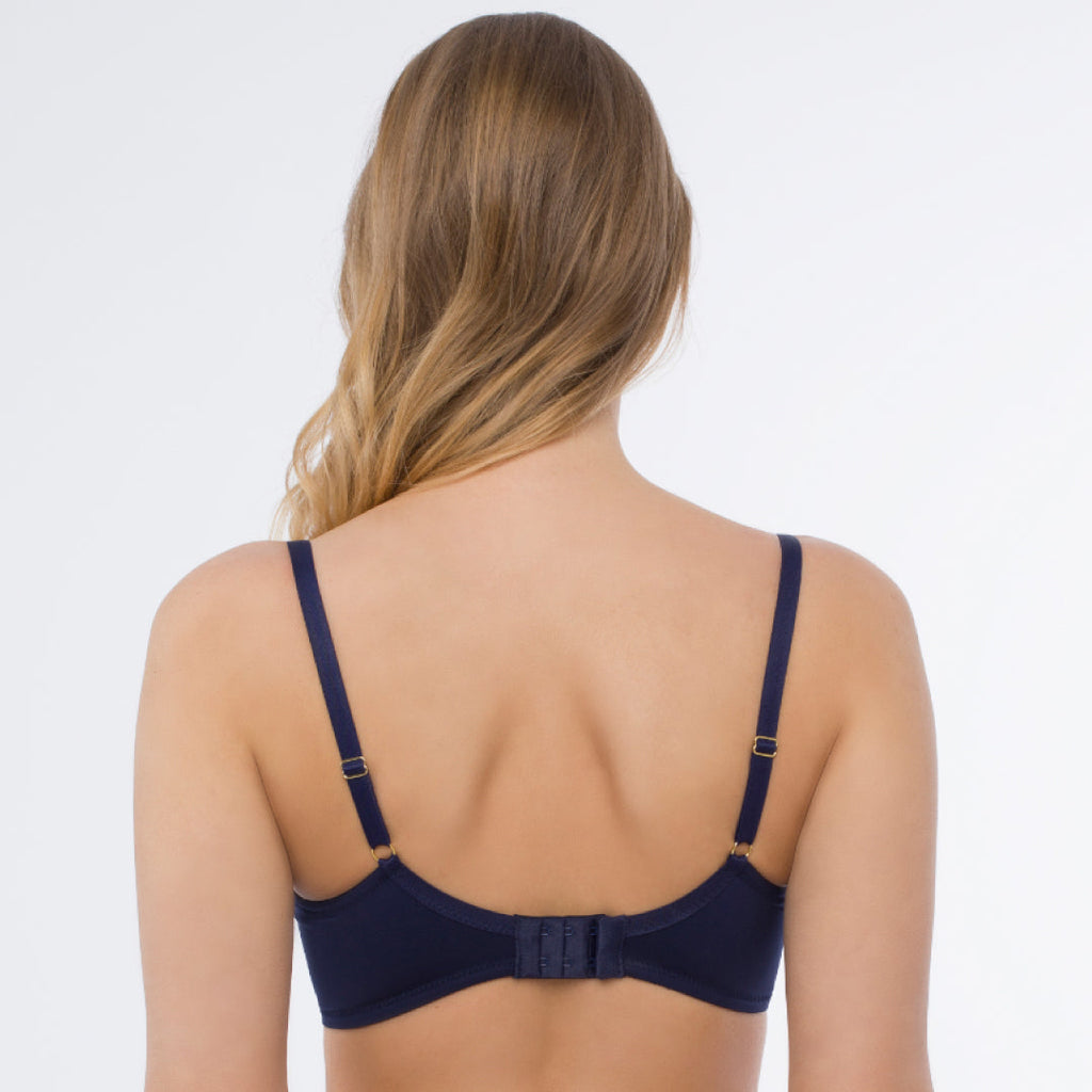 Samanta Hazel Navy Sheer Mesh 3-Part Full Cup Bra