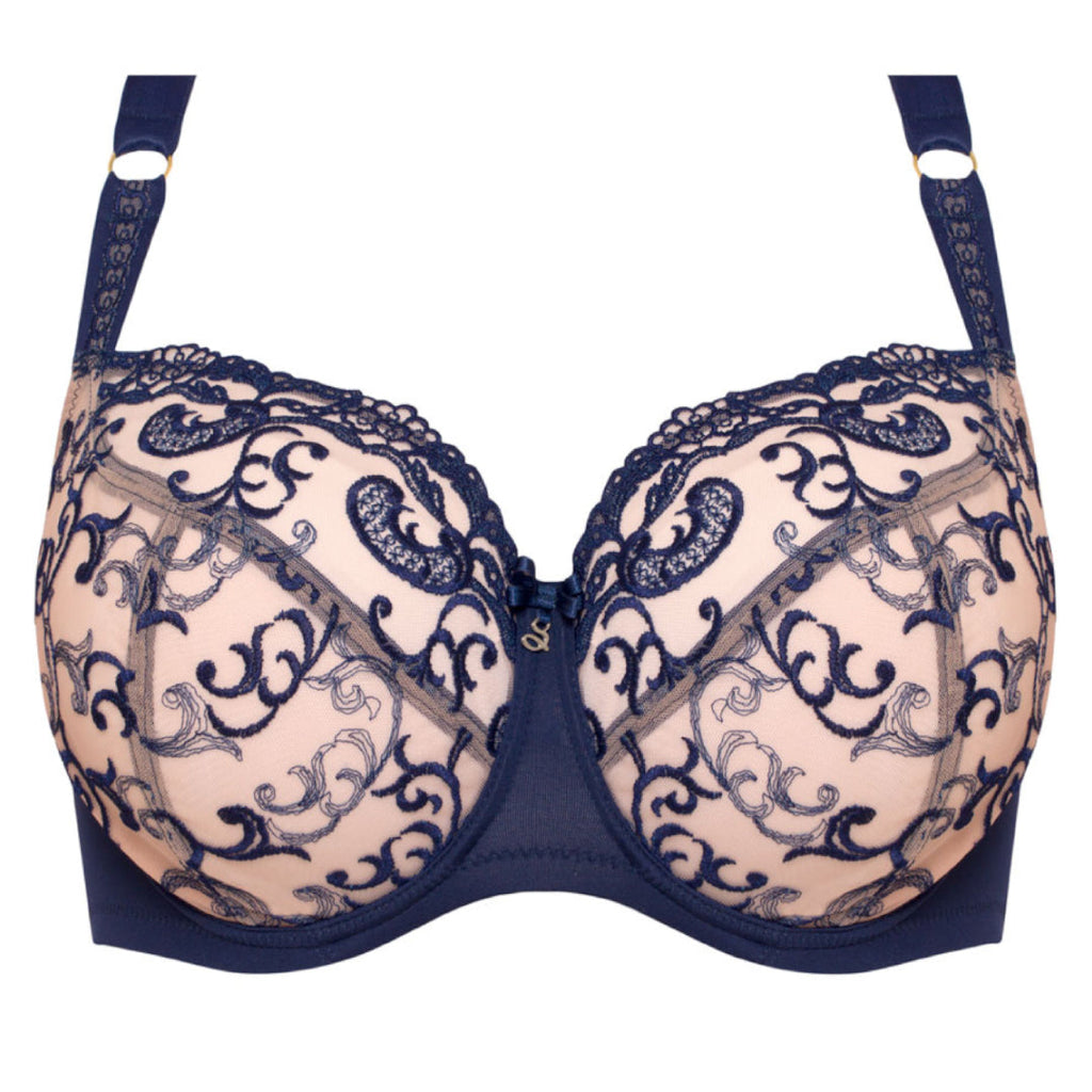 Samanta Hazel Navy Sheer Mesh 3-Part Full Cup Bra