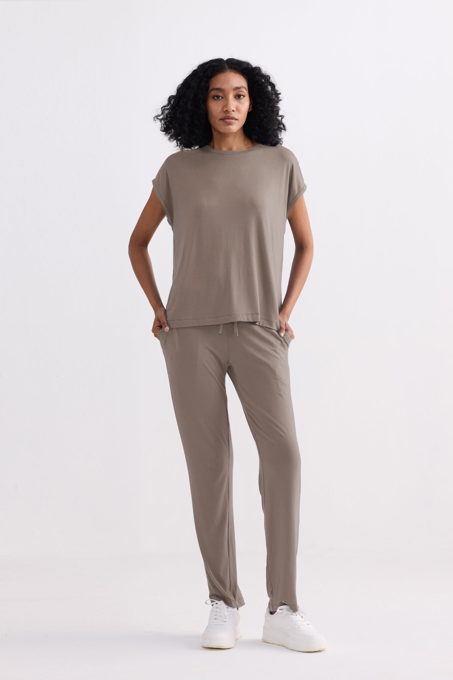Relaxed Tee Set in Earth Grey