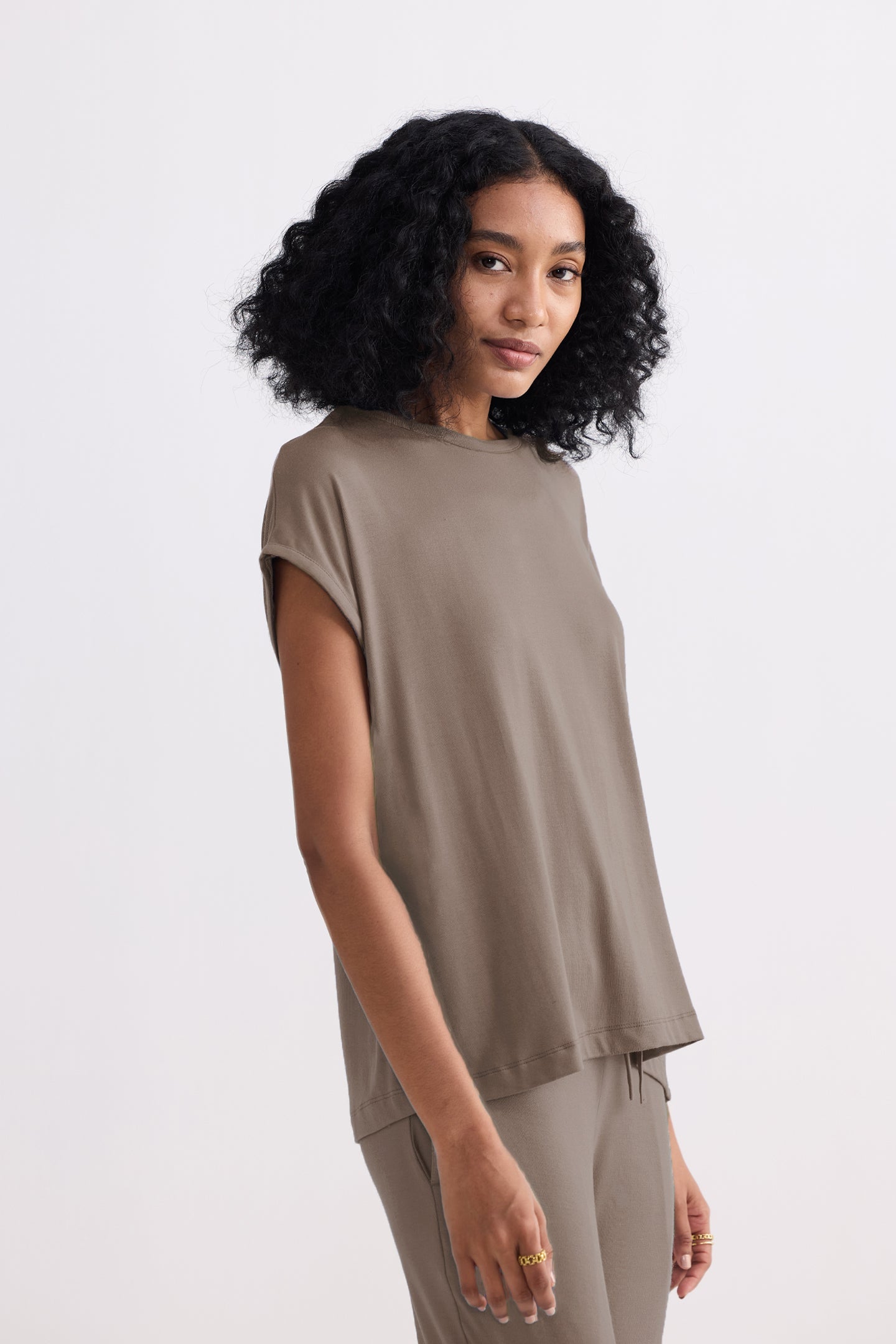 Relaxed Tee Set in Earth Grey