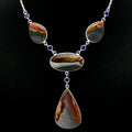 Natural Polygram Jasper & Amethyst Necklace N-1023 SDN2030