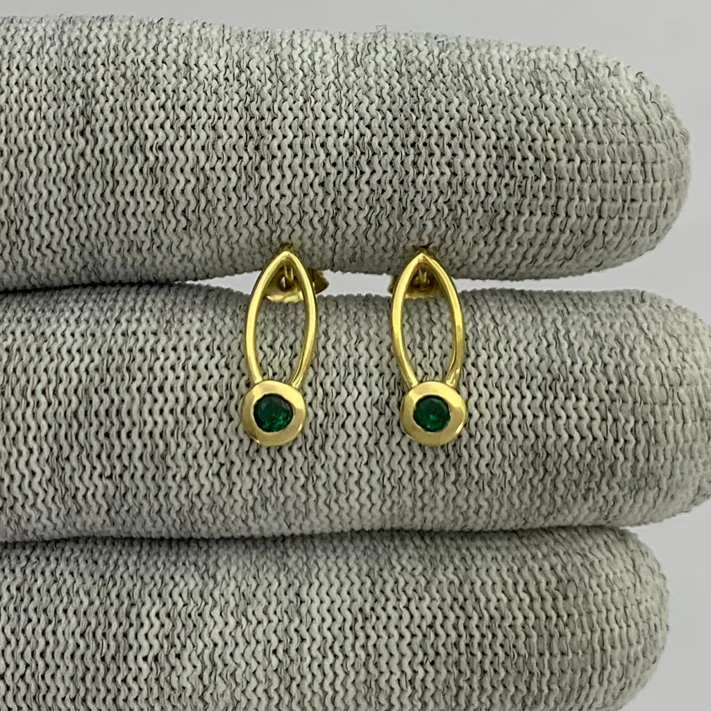 18K Gold Plated Long Gemstone Drop Earrings, Trendy Modern Look TGE1035 EM-1290