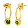 18K Gold Plated Long Gemstone Drop Earrings, Trendy Modern Look TGE1035 EM-1290