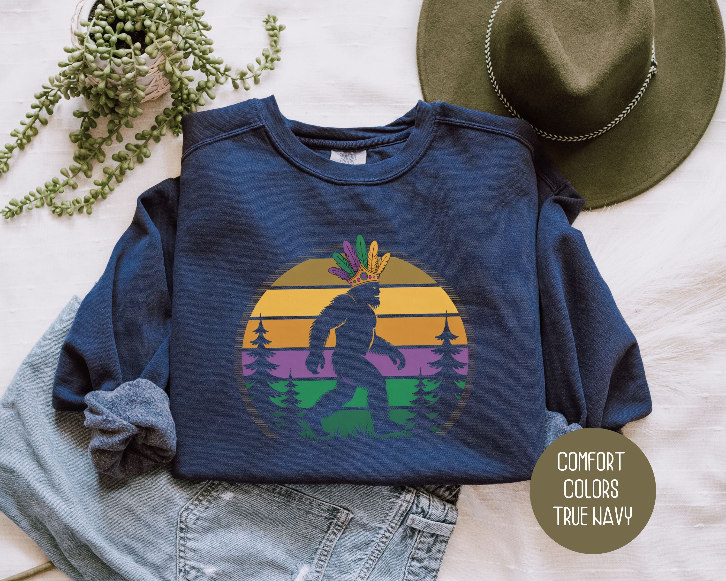 Bigfoot Mardi Gras Comfort Colors Sweatshirt