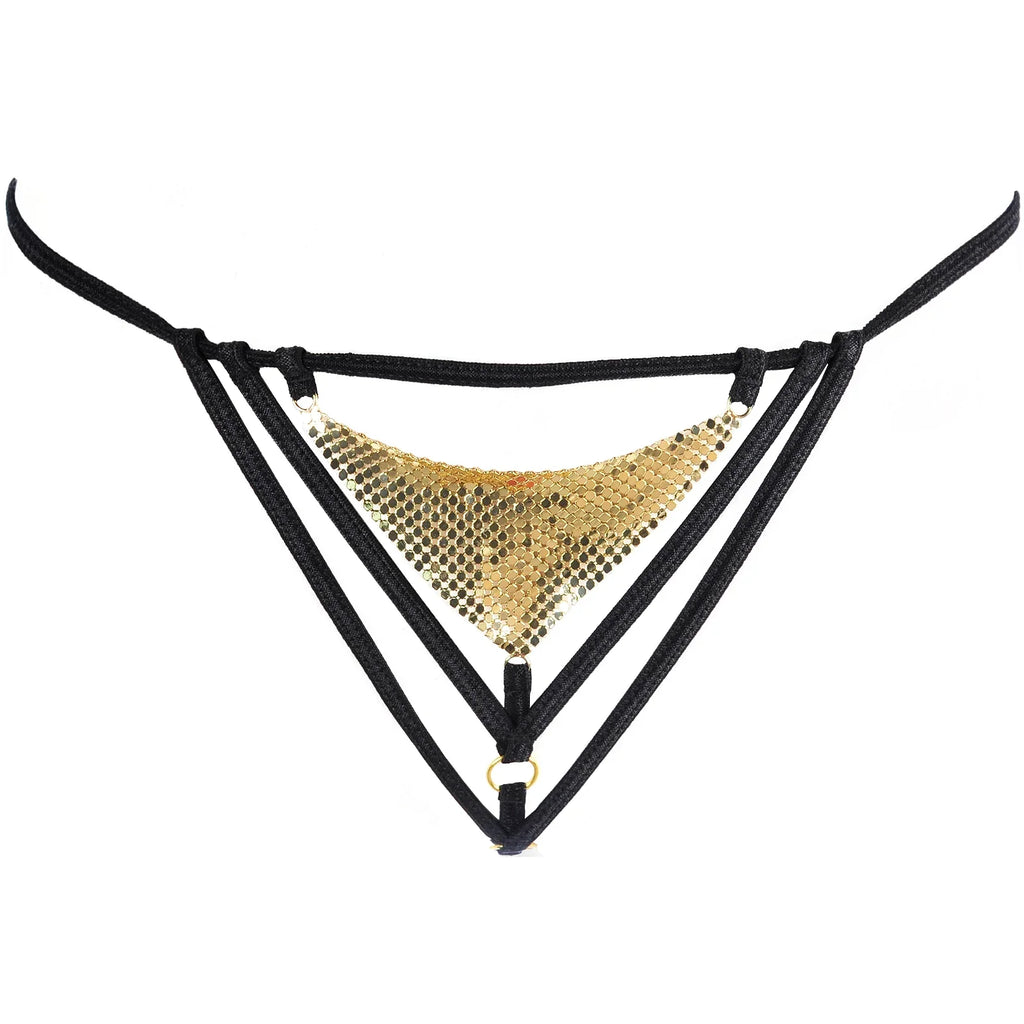 Axami Disco Babe Sexy Gold Chainmail G-String Panty